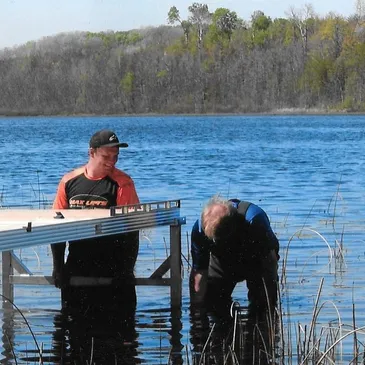 Boat service by the water